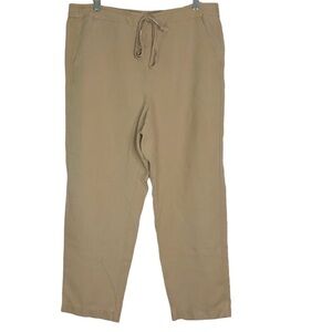 J. Crew Denim Tan Linen Drawstring Seaside Pull On Pants SIZE Large